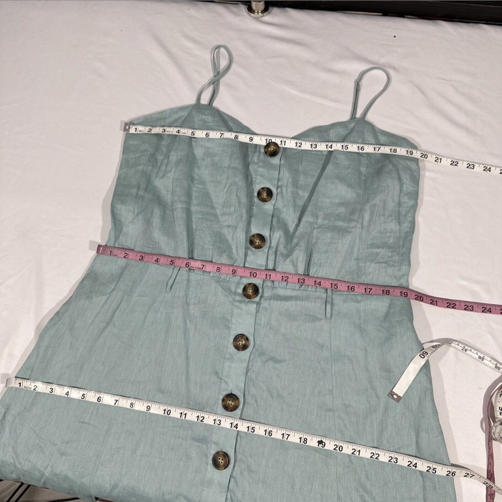 NWD $320 Reiss [ 14 US ] Catalina Linen Button Front Midi Dress in Sage‎ - Picture 4 of 16